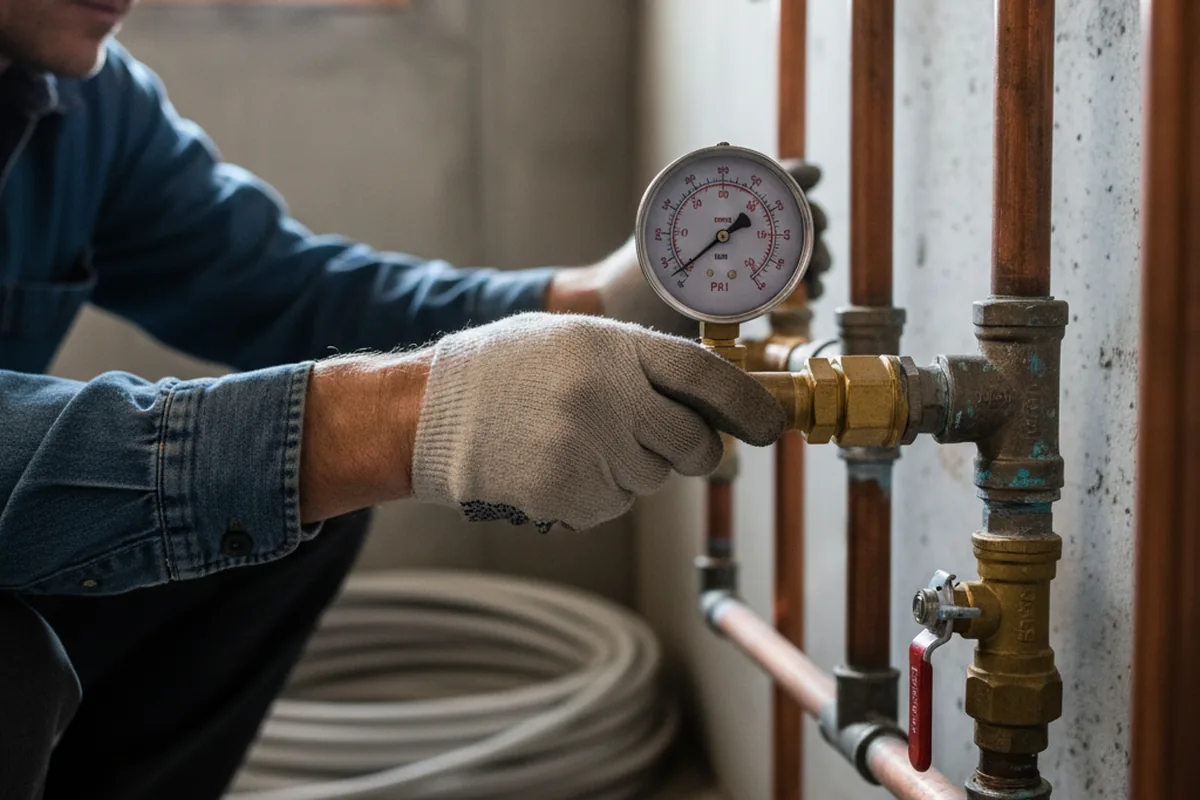 Pressure testing a repaired line during Water Line Repair in North Chili